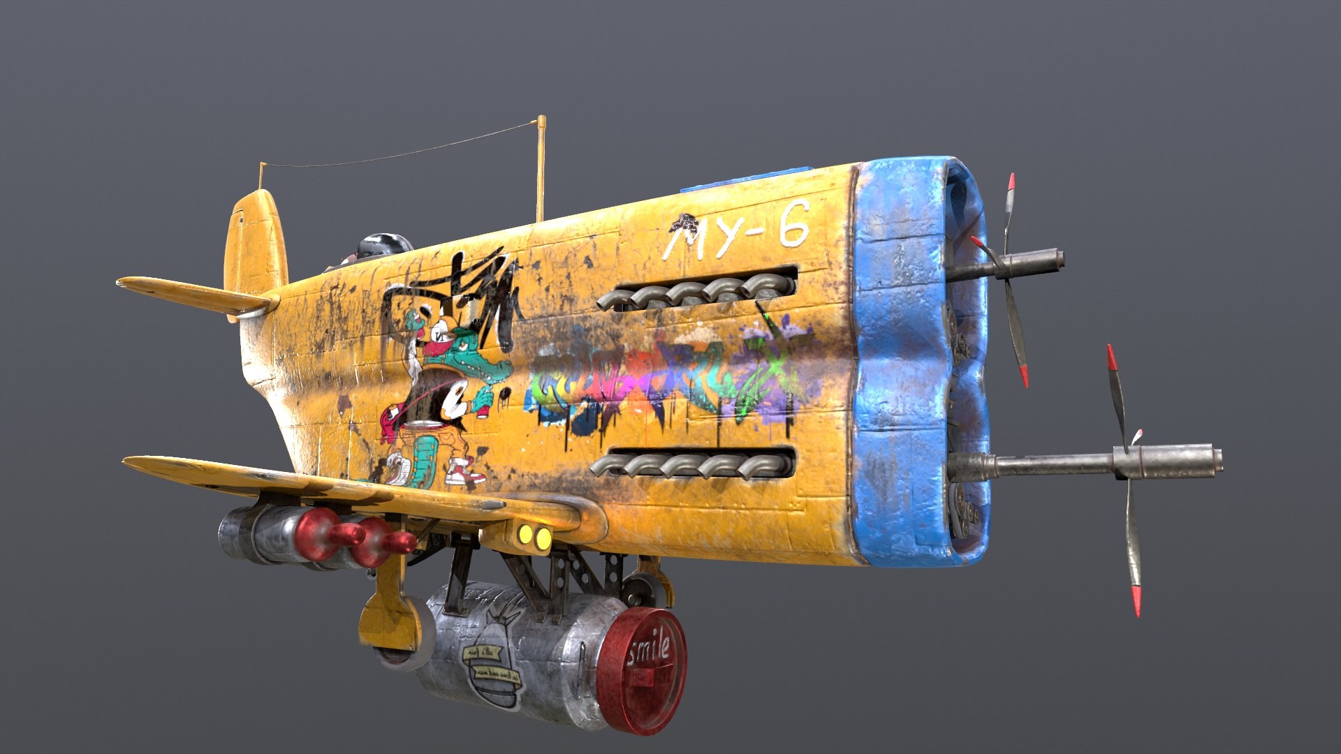 Stylized realistic yellow airplane 3D model https://p.turbosquid.com/ts-thumb/Mg/Pcj60p/MK/9/jpg/1691849181/1920x1080/fit_q87/625b7f5414dda7e236370d4b70f44deb1afd0684/9.jpg