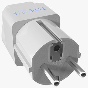 3D Type E F Universal Plug Adapter White