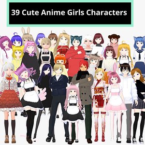 39 Cute Anime Girls Characters ANIMEPACK 3D