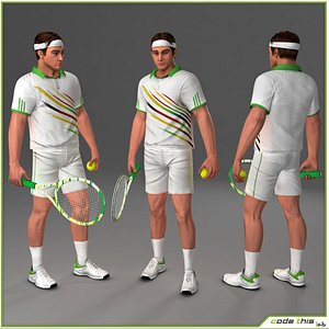 racket tennis player cg 3d model