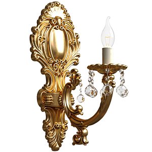 Golden Sconce in classic style with crystals Crystal Wall lamp 3D model 3D model