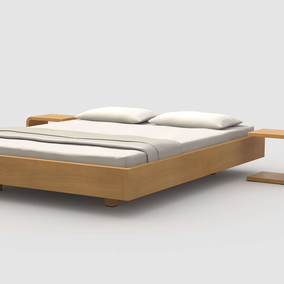 3d Simple Bed Maple Wood Model