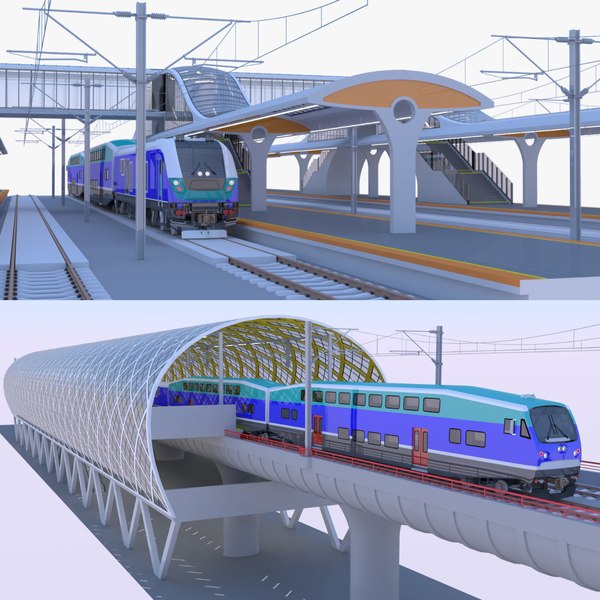 modelo 3d Paquete II de estaciones de tren de dos niveles - TurboSquid ...