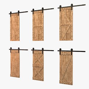 Loft style wooden door set