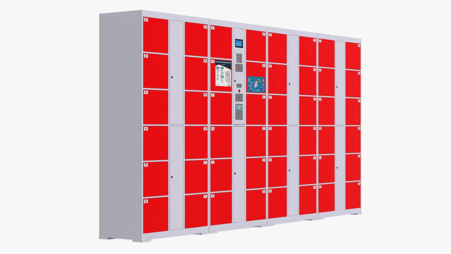 Supermarket Smart Locker Red 3D model preview