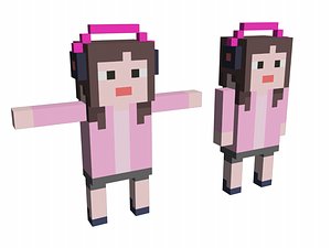 headset music girl 3D model