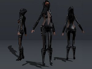 3D female hooded ninja character