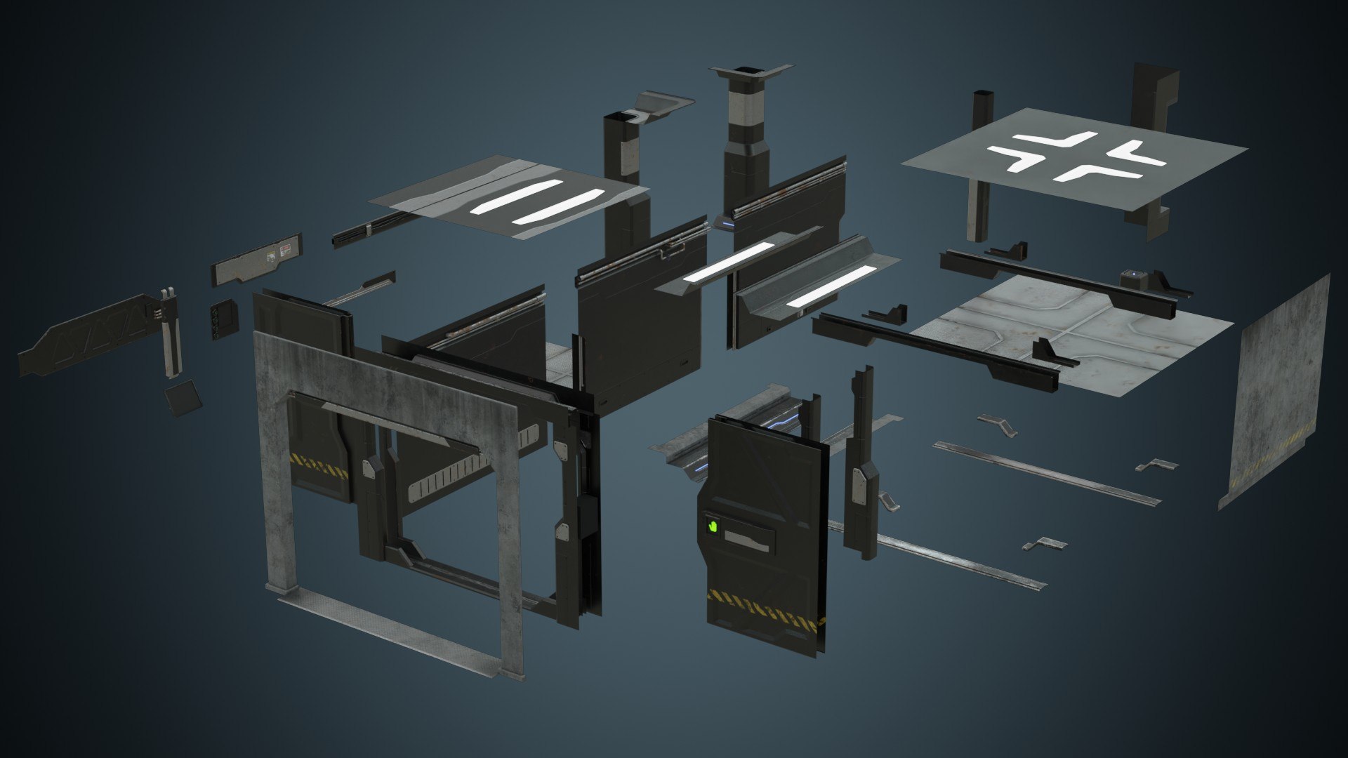 3D Model Sci Fi Modular Interior 1B - TurboSquid 1829652