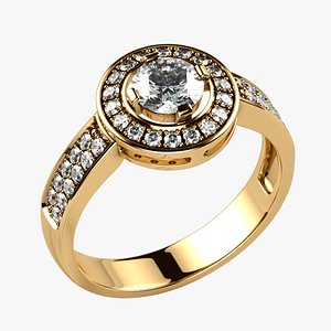 5mm Diamond Fashion Gold Ring 3D model