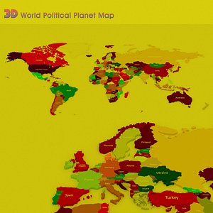 3d World Political Planet Map