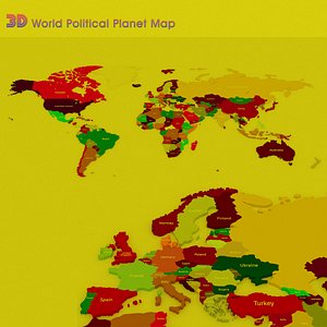 3d World Political Planet Map