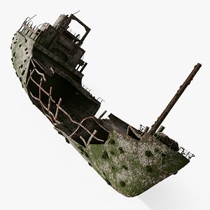 Shipwreck Ruined Hull Rust Old 3D model