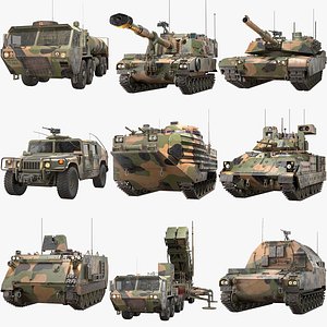 US Military Army Collection 9 in 1 PBR 3D model