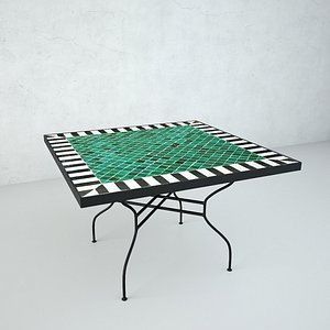 Square Mosaic Dining Table 2 3D model