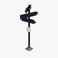 Three Direction Signpost with Blank Plaque and Drilled Base