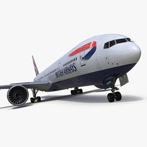 Boeing 777 British Airways Rigged for Cinema 4D 3D model