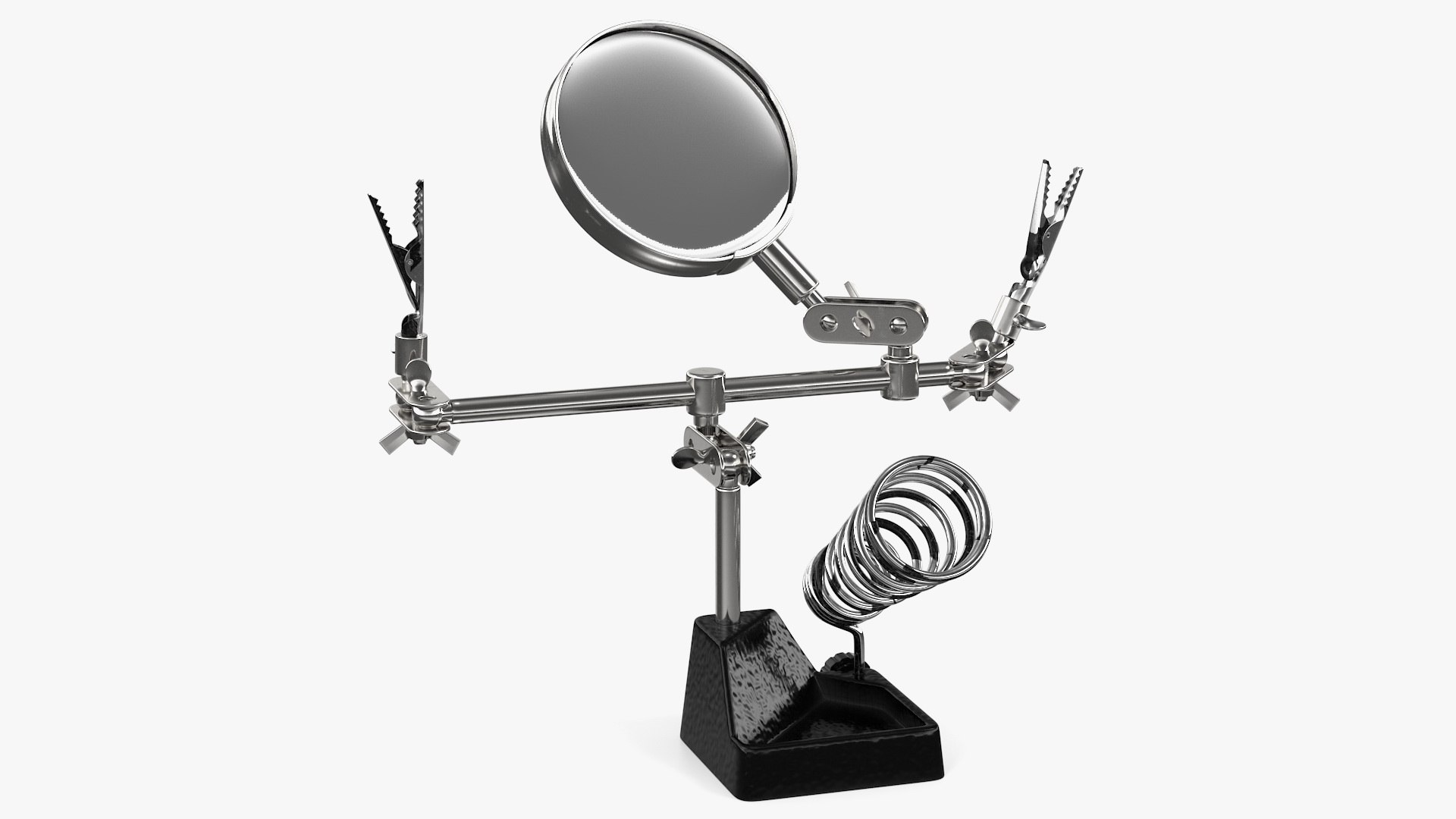 Helping Hands with Magnifier and Soldering Iron Stand Rigged for Maya 3D model preview