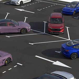 Street Level Parking with Vehicles with Car 3D