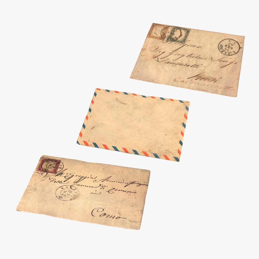 Old Paper Envelopes Collection 3D model preview