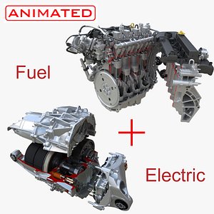 fuel engine and Electric motor animated