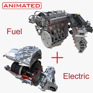 fuel engine and Electric motor animated