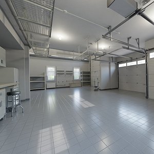 Big Home Garage Interior Blender 3D model