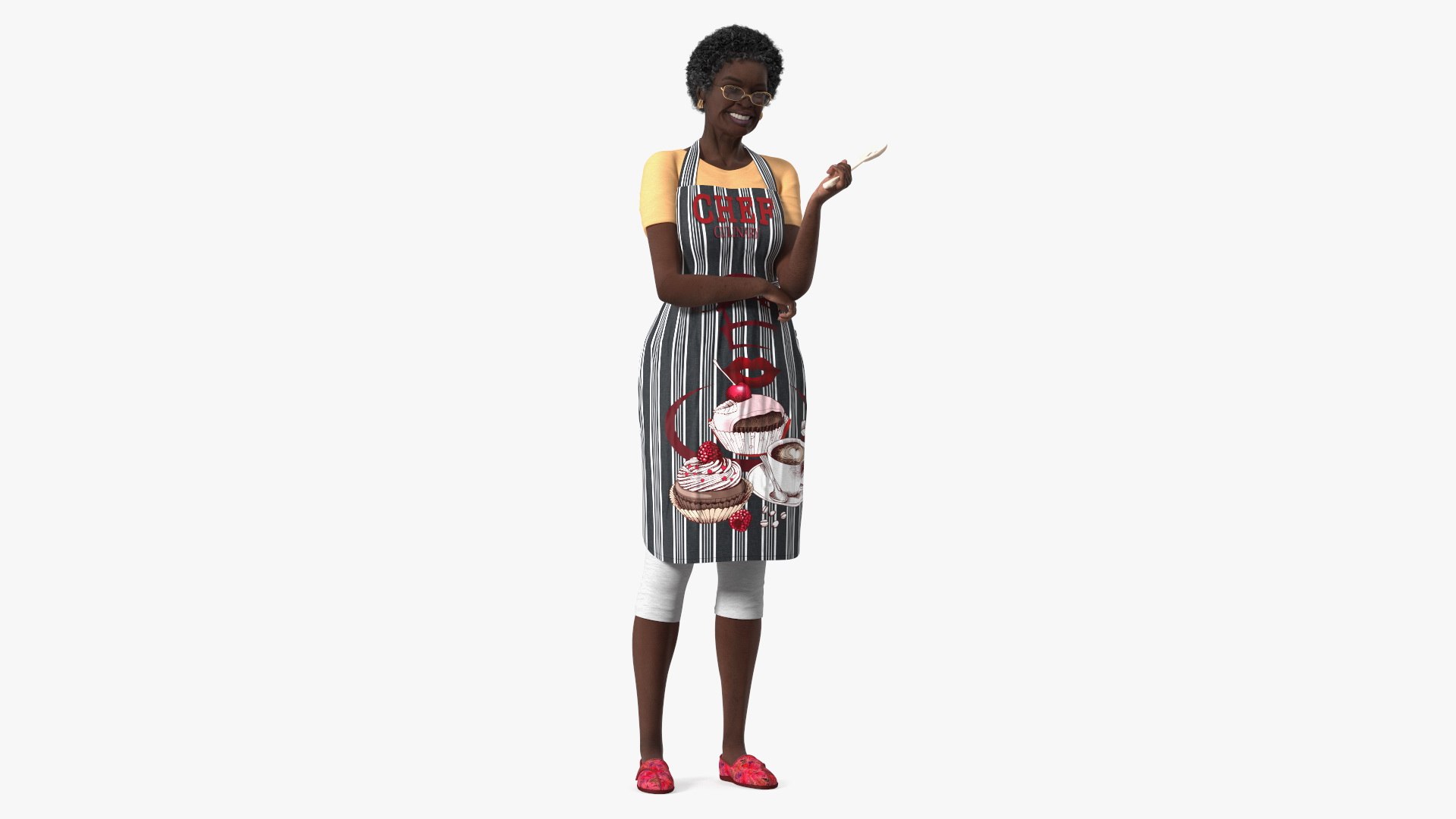 Kitchen Style Afro American Grandma Standing 3D model preview
