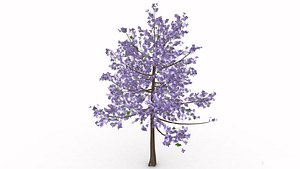 Tree purple color flower 3D model