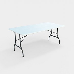 Folding Table Set with 4K Textures Low-poly 3D model