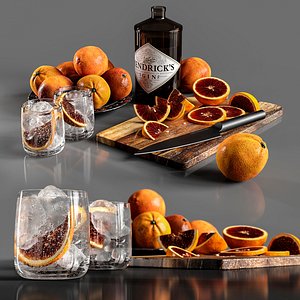 Gin with blood oranges 3D model
