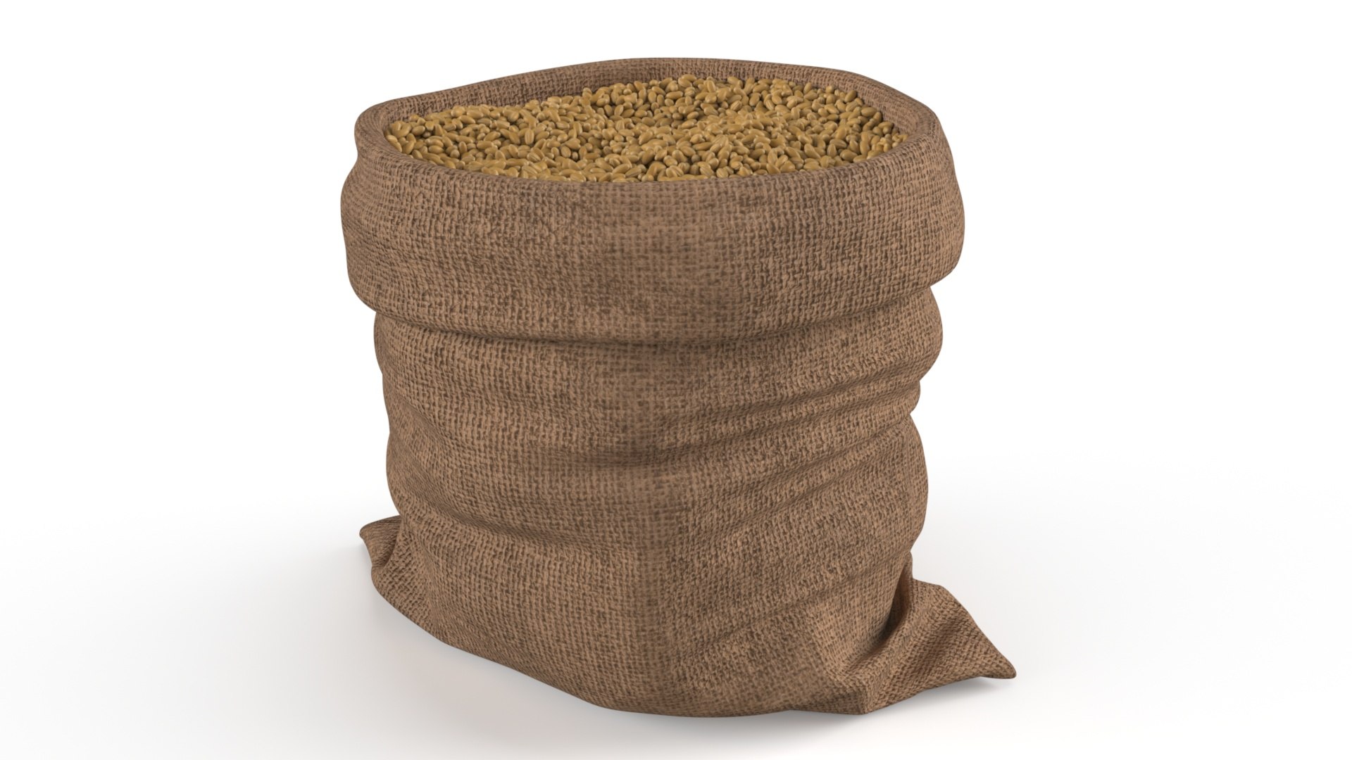 Jute Sack Filled with Wheat Grains 3D model for industrial visualization, technical presentation, simulation, product rendering, and animation