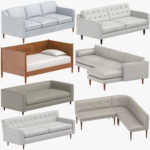 3D model mid-century modern sofas
