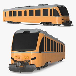 3D Diesel Locomotive with Aerodynamic Cab Design Yellow Simplified model