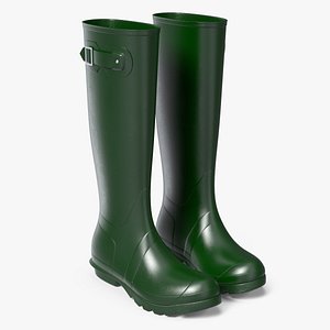3D tall rain boots green