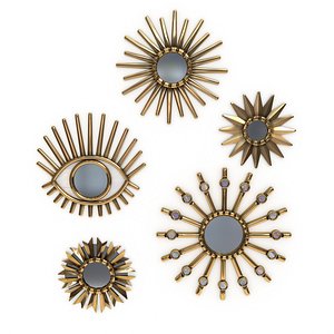 Golden Starburst Mirrors Set (5 items)