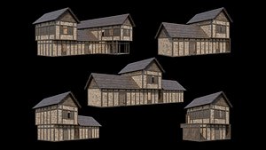 Medieval Village Pack  - 5 Assets - 4K Textures Game Ready model