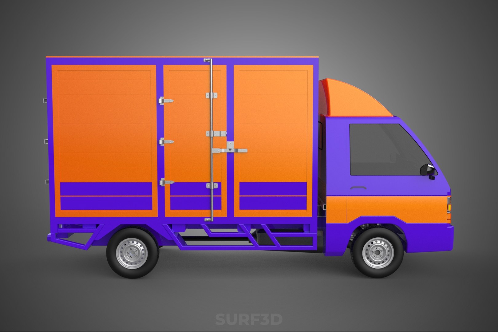 CARRY BOX TRUCK PICKUP CARGO FREIGHT CUBE VAN CAR COURIER PARCEL 3D ...