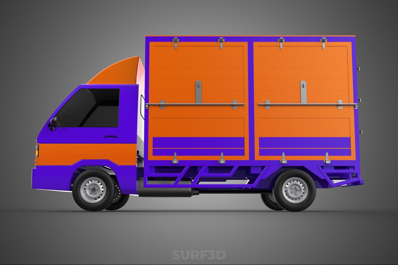 CARRY BOX TRUCK PICKUP CARGO FREIGHT CUBE VAN CAR COURIER PARCEL 3D ...