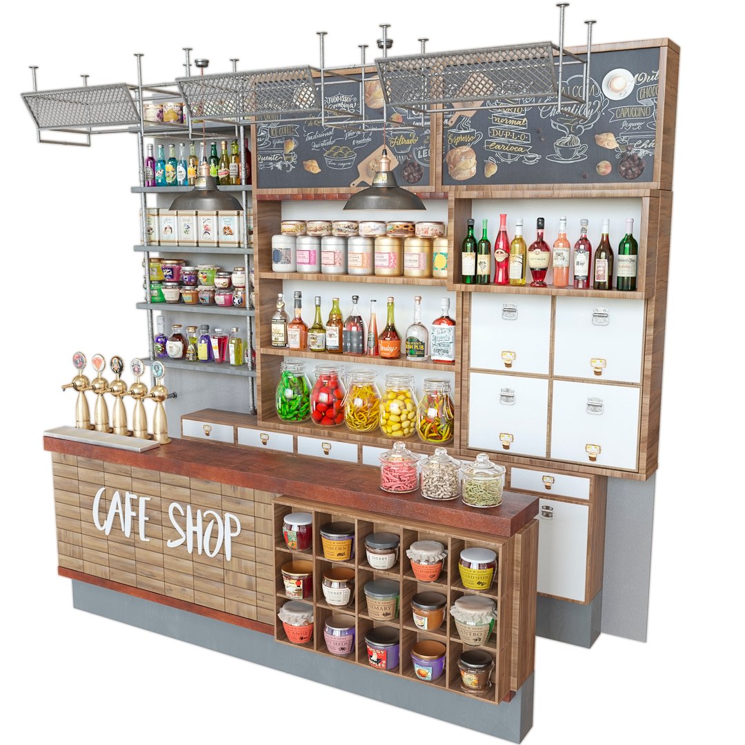 Cafe Racks Filling 3D Model - TurboSquid 1515788