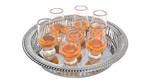 3D model Mid century modern barware retro whiskey glass tray