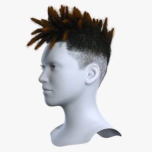 3D Men Two-Tone Dreadlock Mohawk Fade 3D Asset model