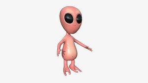 Cute Alien A05 Red Black - Simple - Character Design 3D