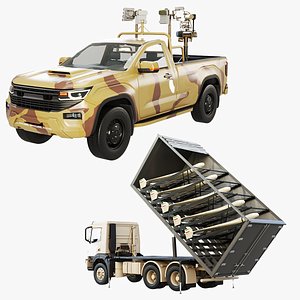 Shahed-136 Luncher Truck and Anidrone Pickup Truck