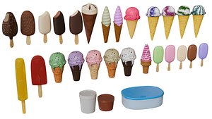 3D model Ice Cream Bundle 42 Low Poly PBR 3D Models&nbsp; Cones Pops Scoops Bars&nbsp; Cups&nbsp; Game Ready