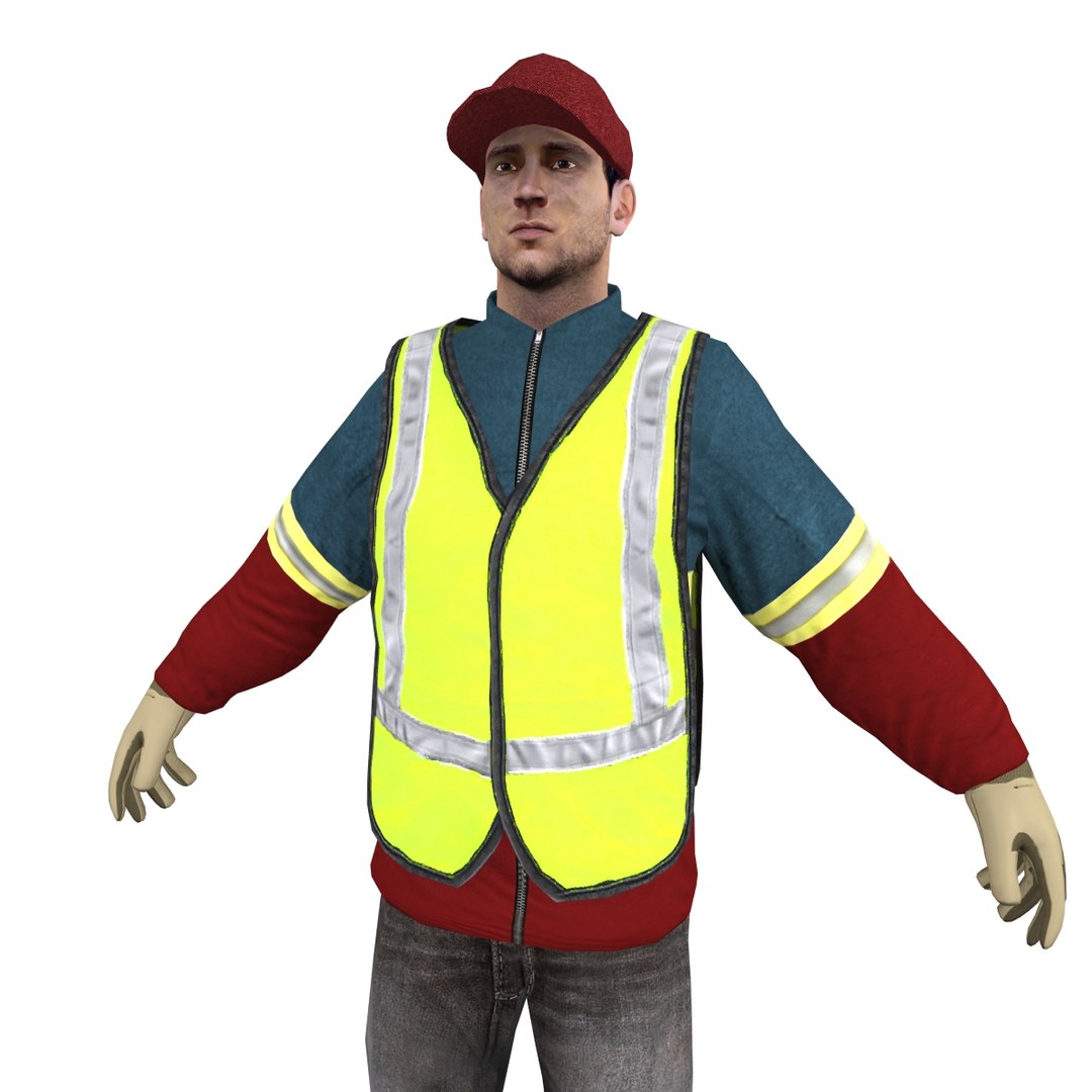 garbage worker man 3d obj