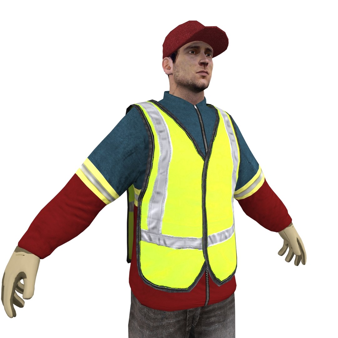 garbage worker man 3d obj