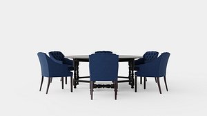 3D Balmoral black with Delano chair indigo Dining Set