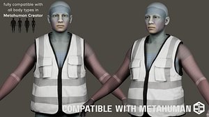 3D model Worker White Vest - MetaHuman Compatible Low-poly 3D model