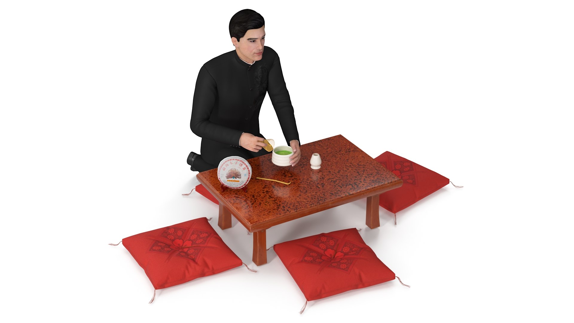 Man Having Tea Ceremony 3D model preview