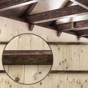 wooden ceiling beams wood 3D model